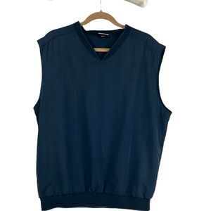 Nike Golf Blue Popover V-Neck Sleeveless Windbreaker Pockets Vest Men SZ XL Logo
